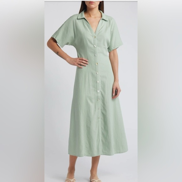 Madewell Mint Green Button-Down Midi Dress - Picture 1 of 5